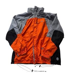 Starter Fleece Lined Windbreaker Gray Orange Mens Large 42-44